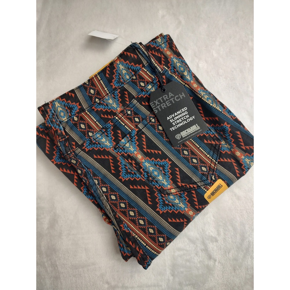 Rock & Roll Denim Bargain Button Flare Jeans Women's 31x32 Southwestern Print